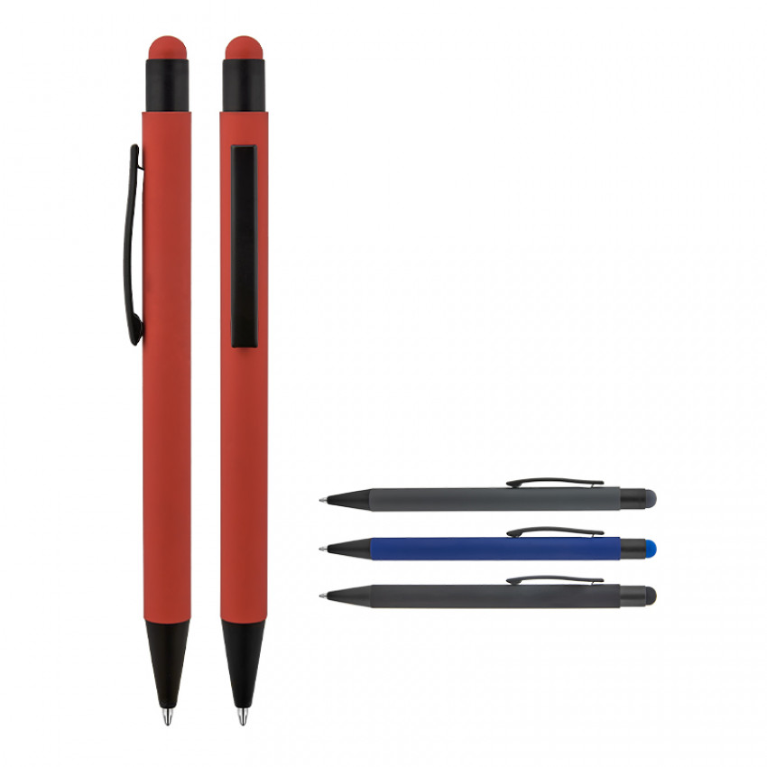 1027 Metal Tükenmez Touchpen Rubber Gövde Kalem